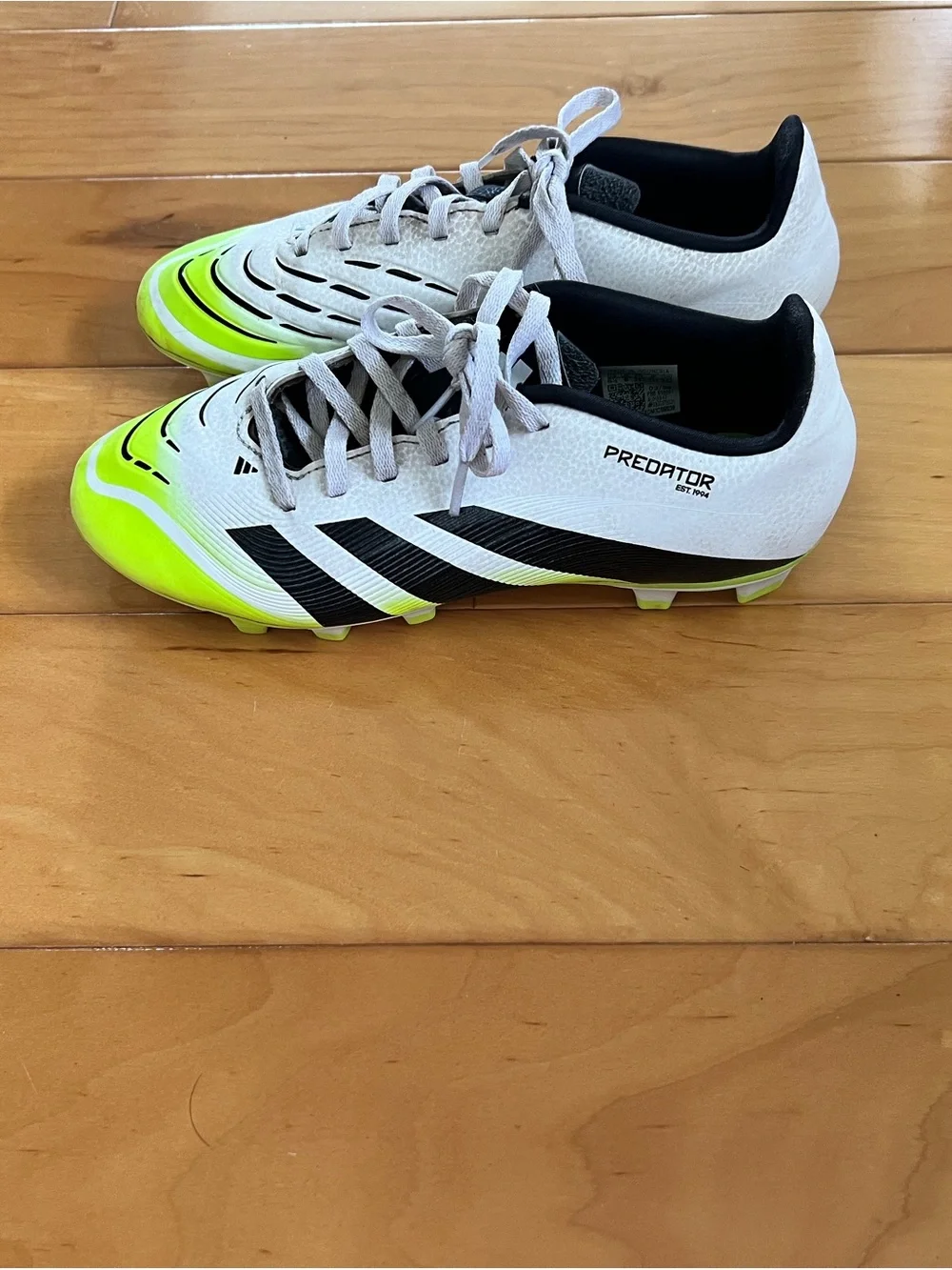 Adidas Kids Predator Soccer Cleats - White & Neon Yellow